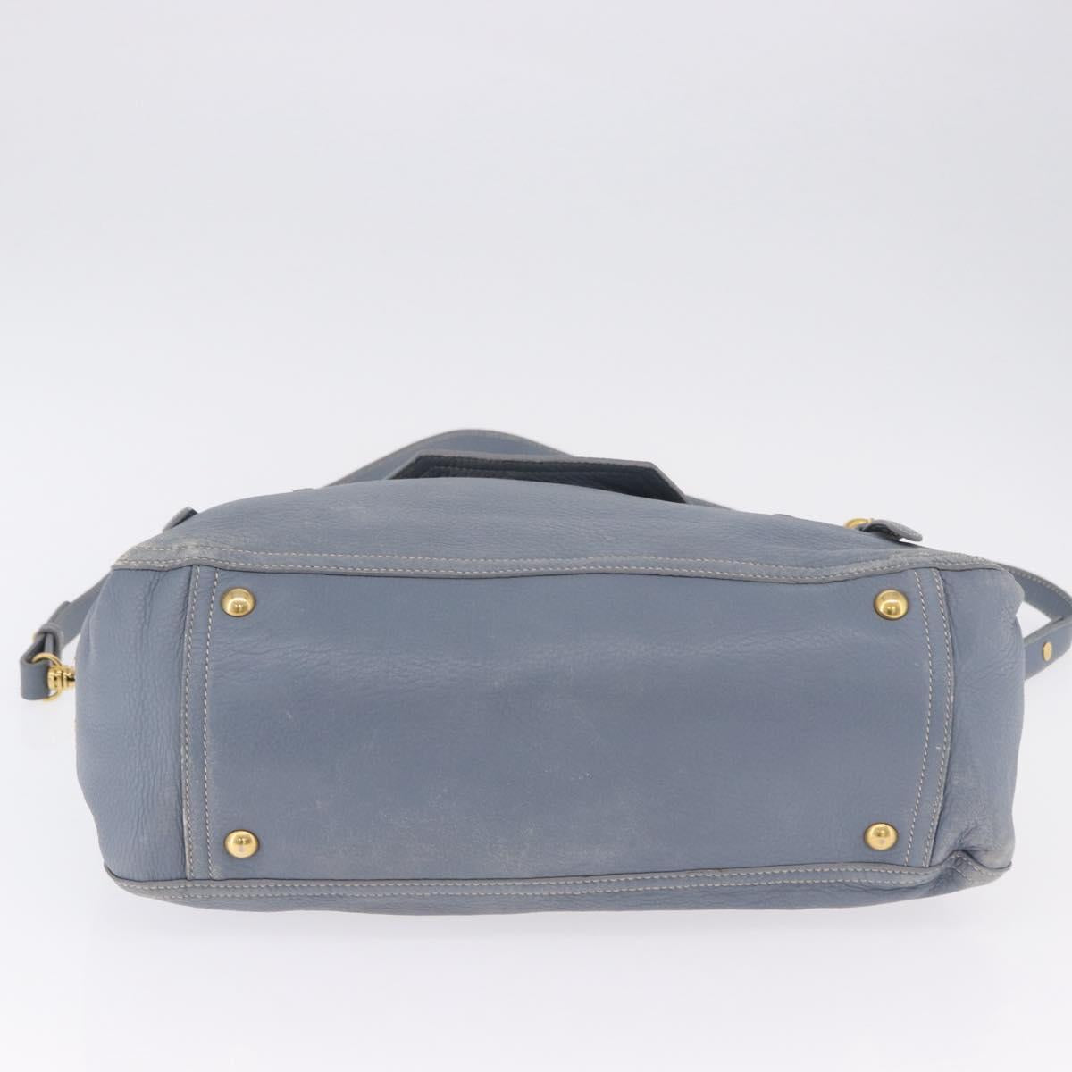 Miu Miu Hand Bag Leather 2way Light Blue Gold Tone Auth 192784A - Jerrillo image 5