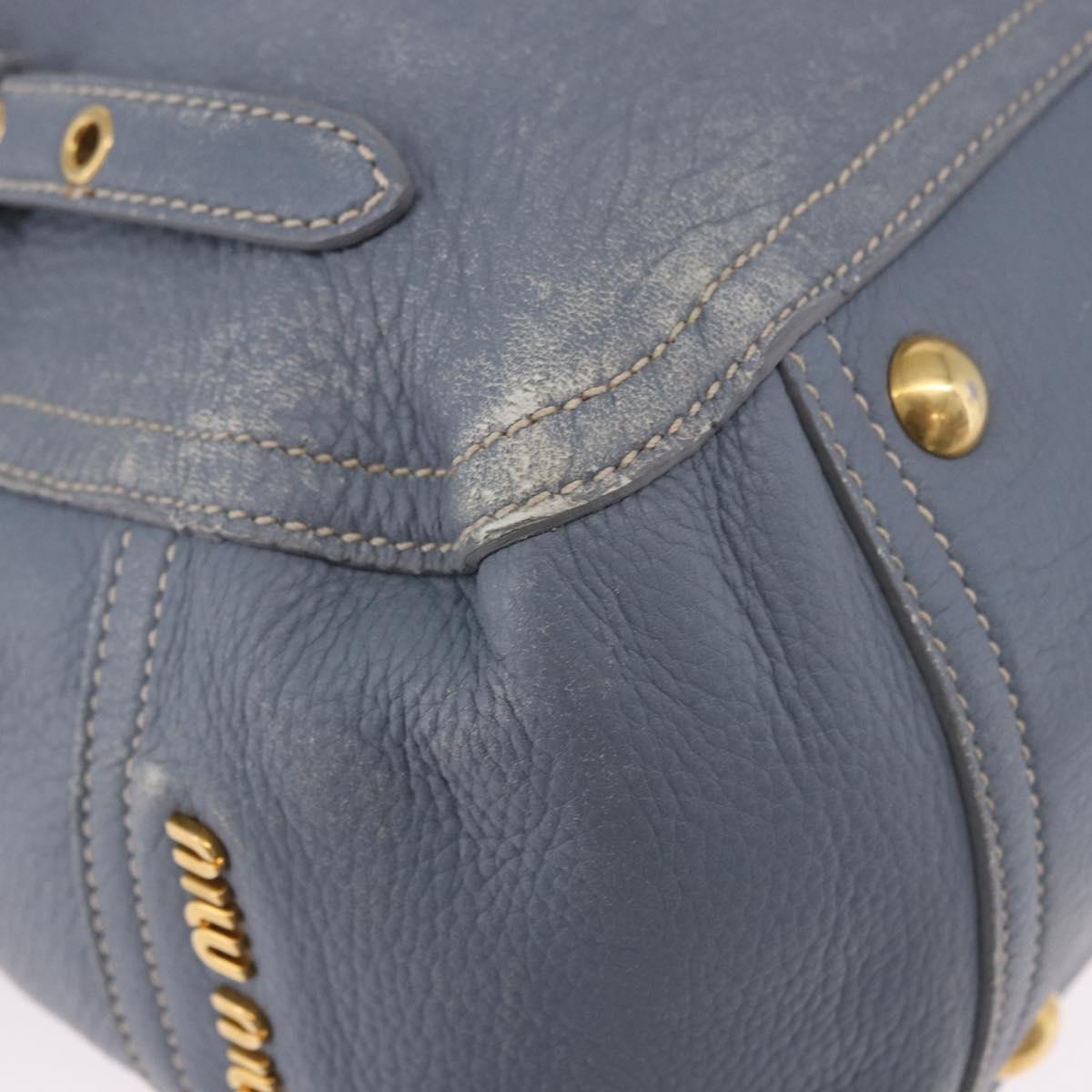 Miu Miu Hand Bag Leather 2way Light Blue Gold Tone Auth 192784A - Jerrillo image 9