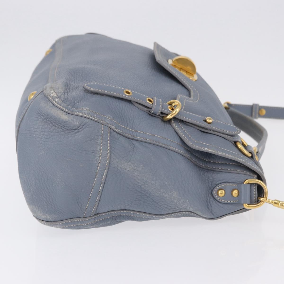 Miu Miu Hand Bag Leather 2way Light Blue Gold Tone Auth 192784A - Jerrillo image 3