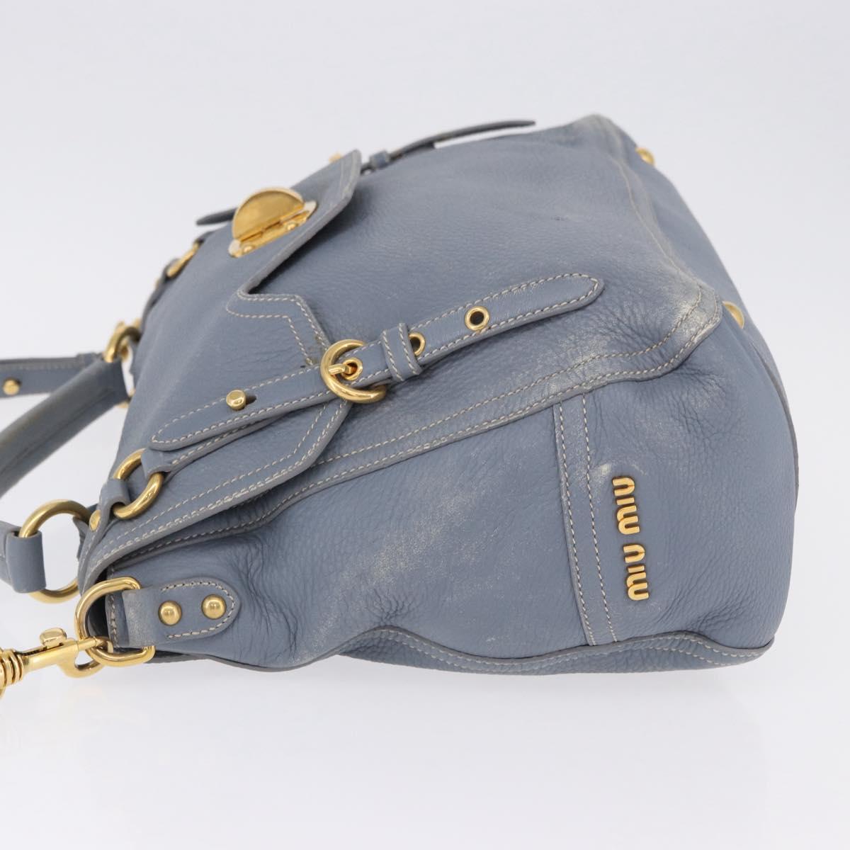 Miu Miu Hand Bag Leather 2way Light Blue Gold Tone Auth 192784A - Jerrillo image 4