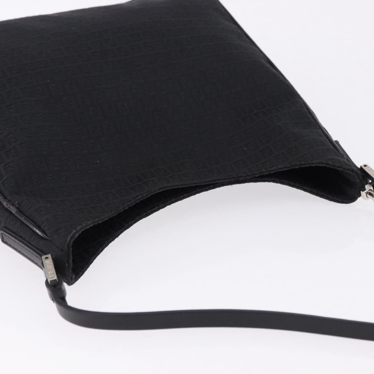 FENDI Zucchino Canvas Shoulder Bag Black Silver 8BR169 Auth 192840 - Jerrillo image 6