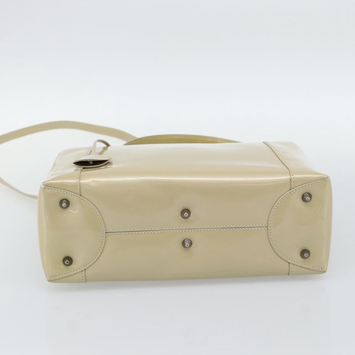Christian Dior Maris Pearl Tote Bag Patent 2way Champagne Gold Auth 192876A - Jerrillo image 5