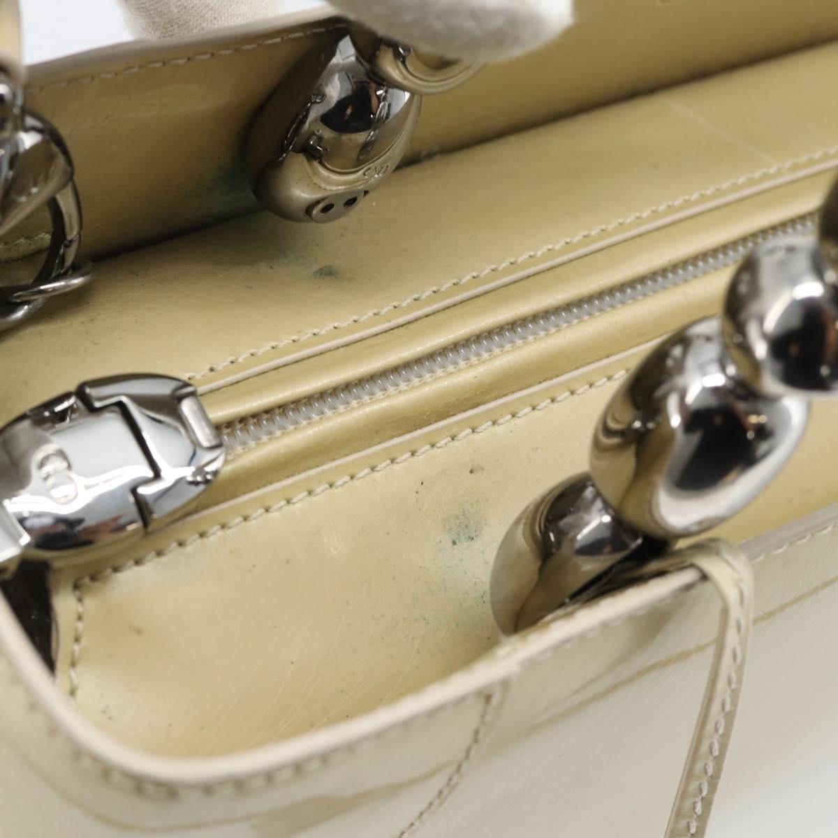 Christian Dior Maris Pearl Tote Bag Patent 2way Champagne Gold Auth 192876A - Jerrillo image 10