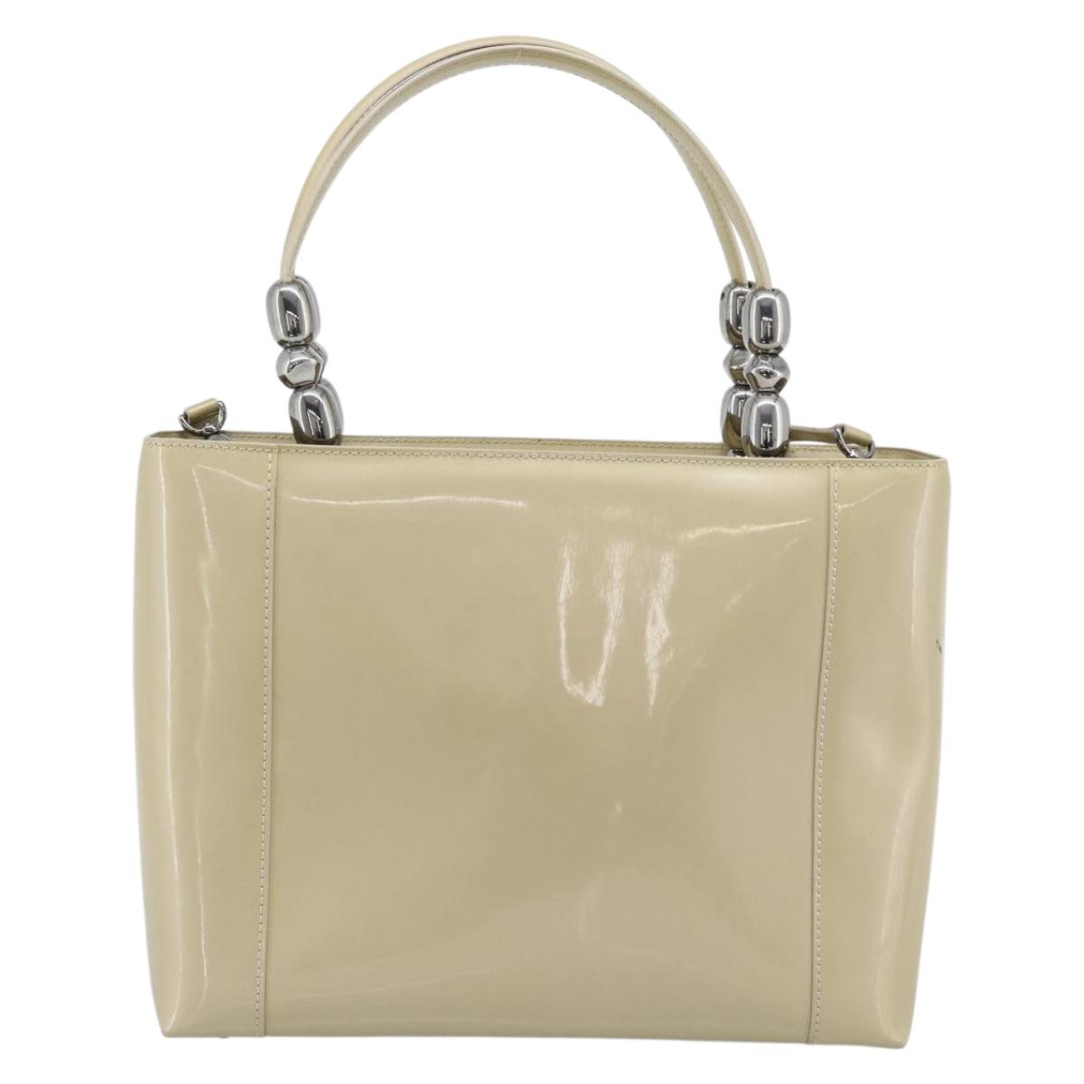 Christian Dior Maris Pearl Tote Bag Patent 2way Champagne Gold Auth 192876A - Jerrillo image 2
