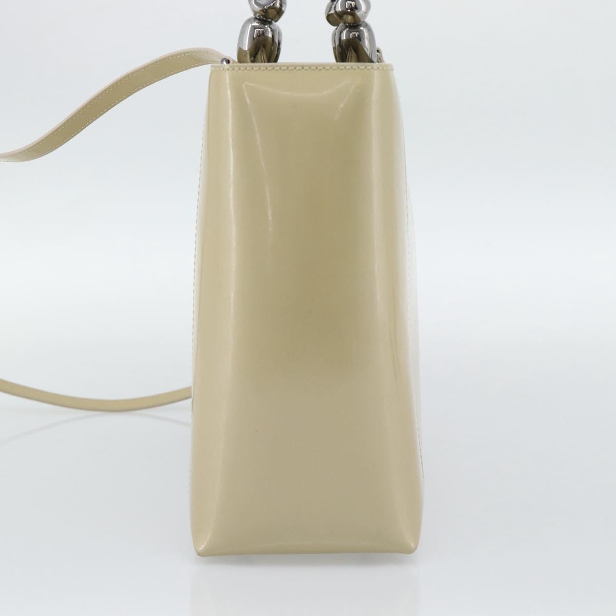 Christian Dior Maris Pearl Tote Bag Patent 2way Champagne Gold Auth 192876A - Jerrillo image 4