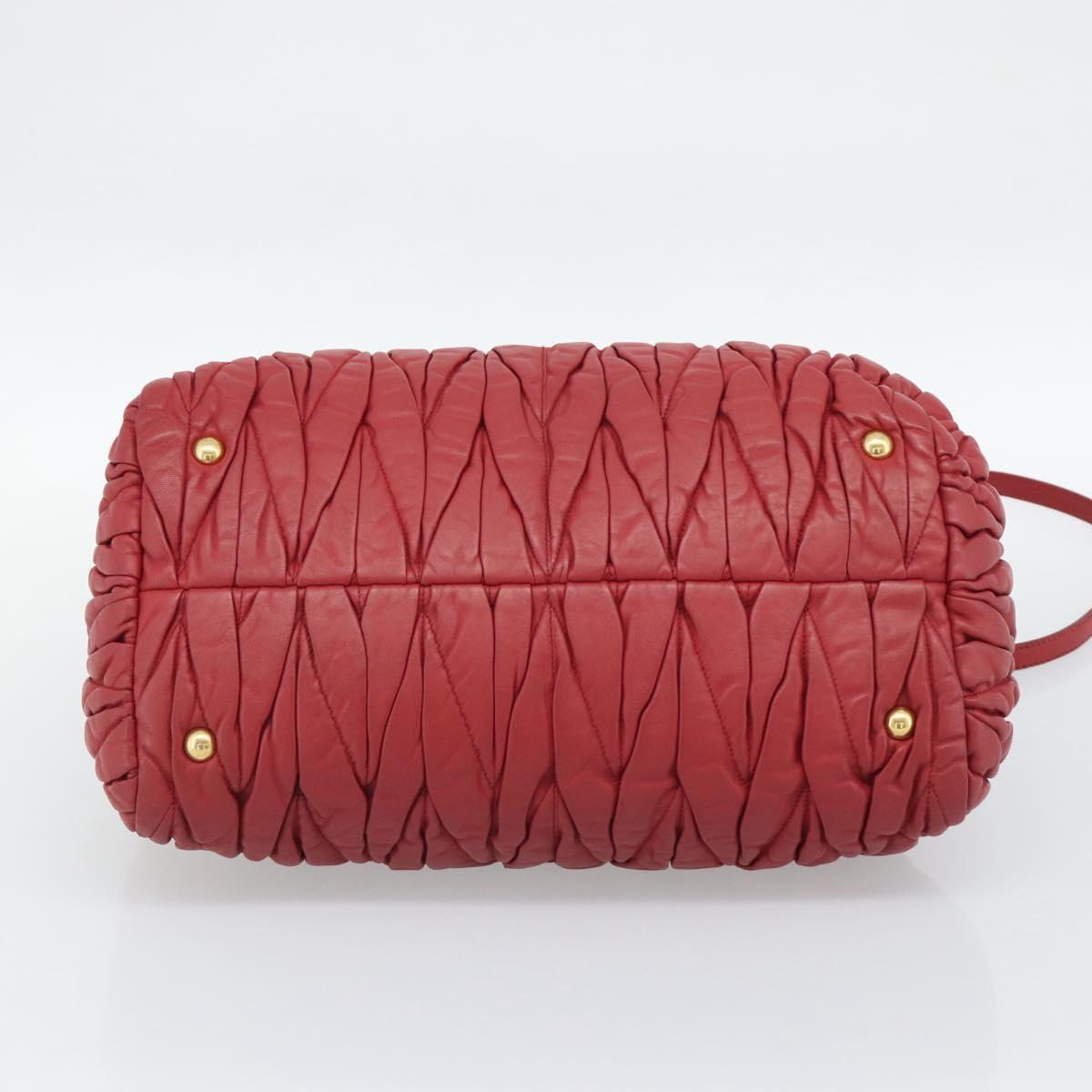 Miu Miu Matelasse Hand Bag Leather 2way Red Gold Auth 192905V - Jerrillo image 5