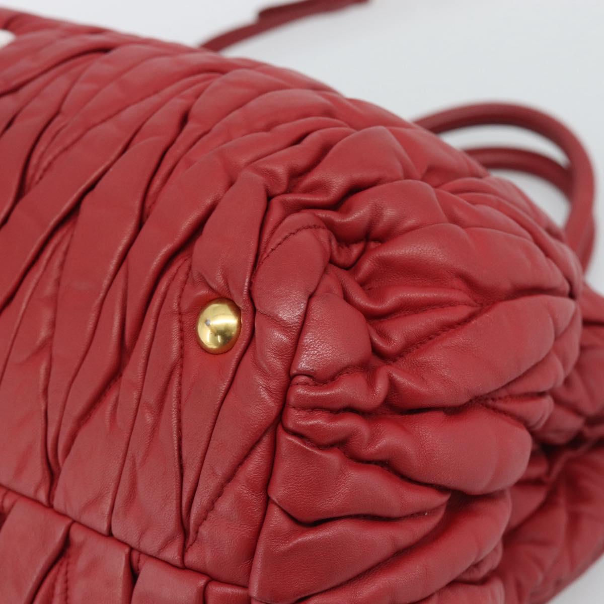 Miu Miu Matelasse Hand Bag Leather 2way Red Gold Auth 192905V - Jerrillo image 9