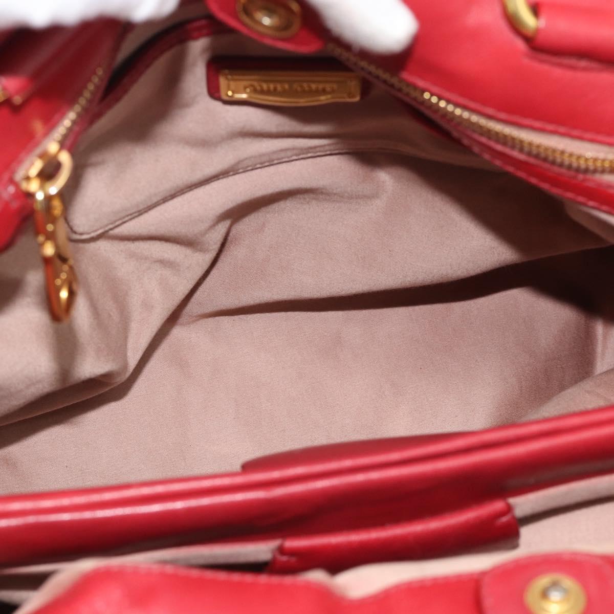 Miu Miu Matelasse Hand Bag Leather 2way Red Gold Auth 192905V - Jerrillo image 10