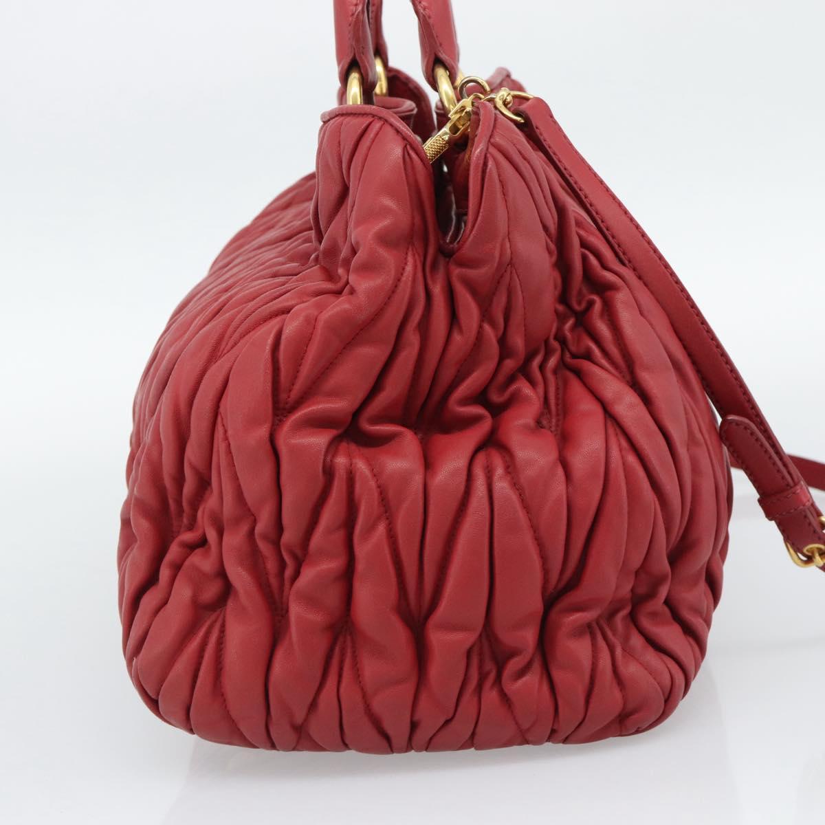 Miu Miu Matelasse Hand Bag Leather 2way Red Gold Auth 192905V - Jerrillo image 3