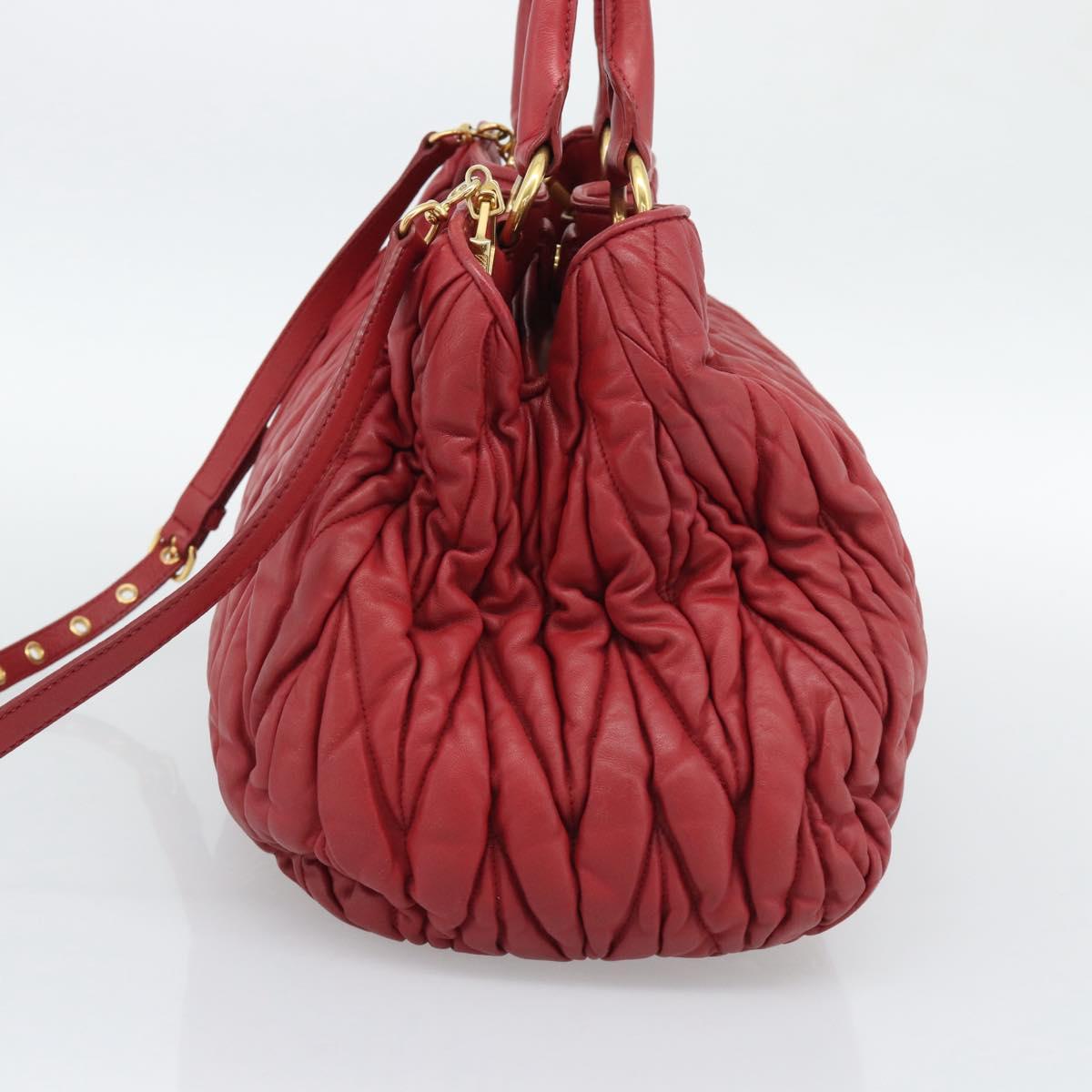 Miu Miu Matelasse Hand Bag Leather 2way Red Gold Auth 192905V - Jerrillo image 4