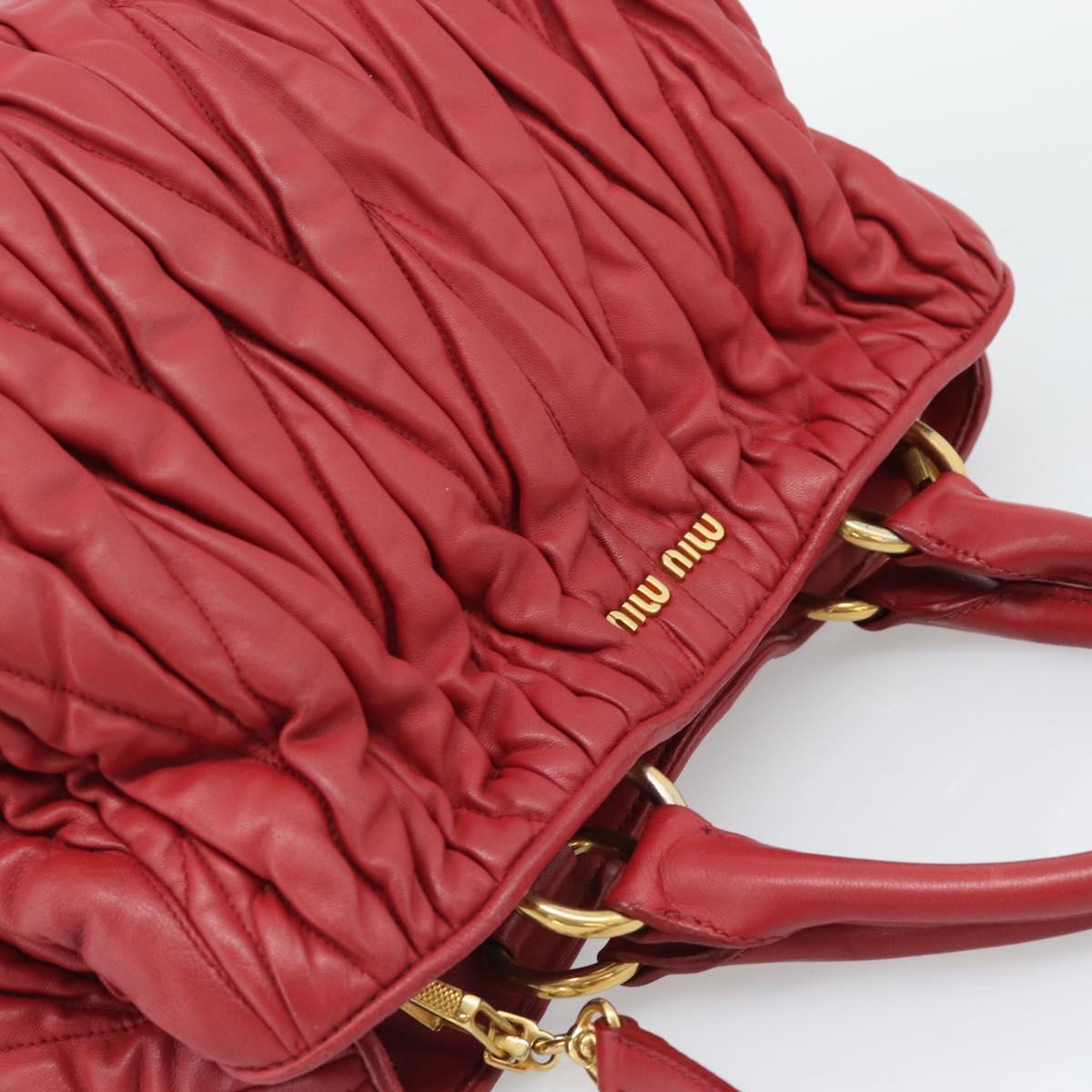 Miu Miu Matelasse Hand Bag Leather 2way Red Gold Auth 192905V - Jerrillo image 6