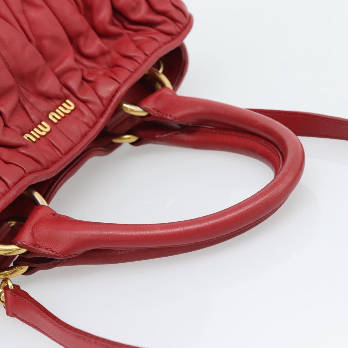 Miu Miu Matelasse Hand Bag Leather 2way Red Gold Auth 192905V - Jerrillo image 7