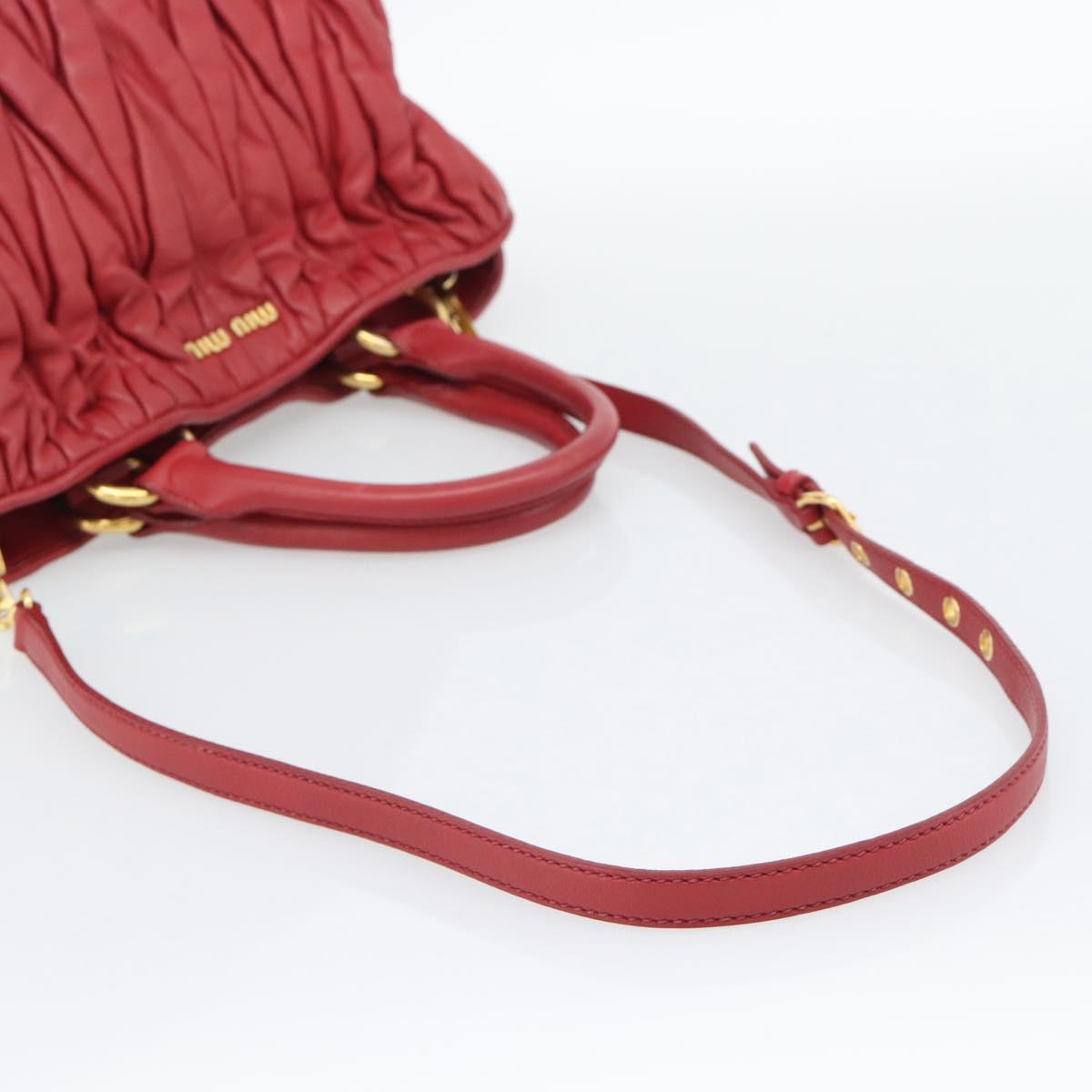 Miu Miu Matelasse Hand Bag Leather 2way Red Gold Auth 192905V - Jerrillo image 8