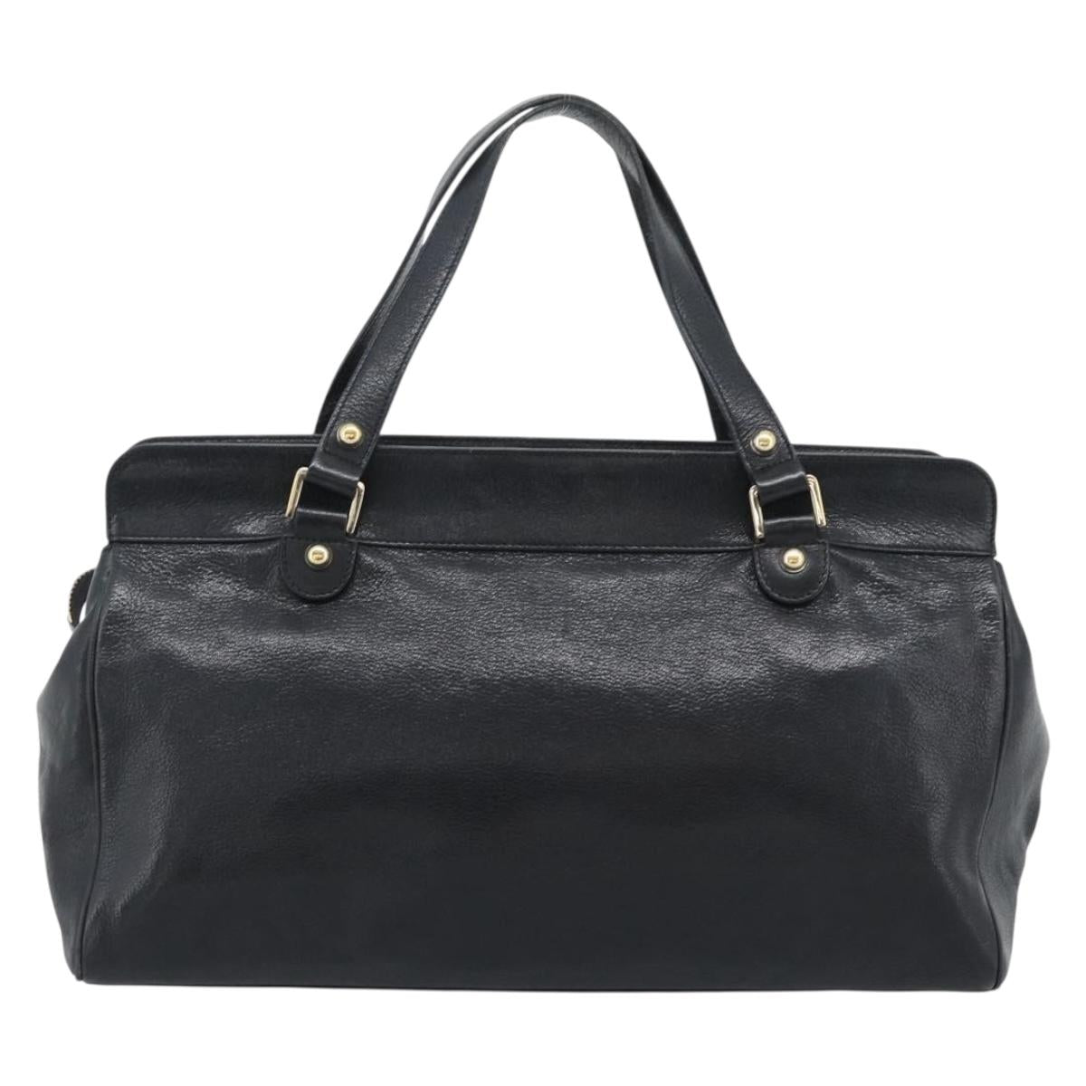 GUCCI Interlocking G Hand Bag Leather Black Gold Tone 131445 Auth 192909 - Jerrillo image 3