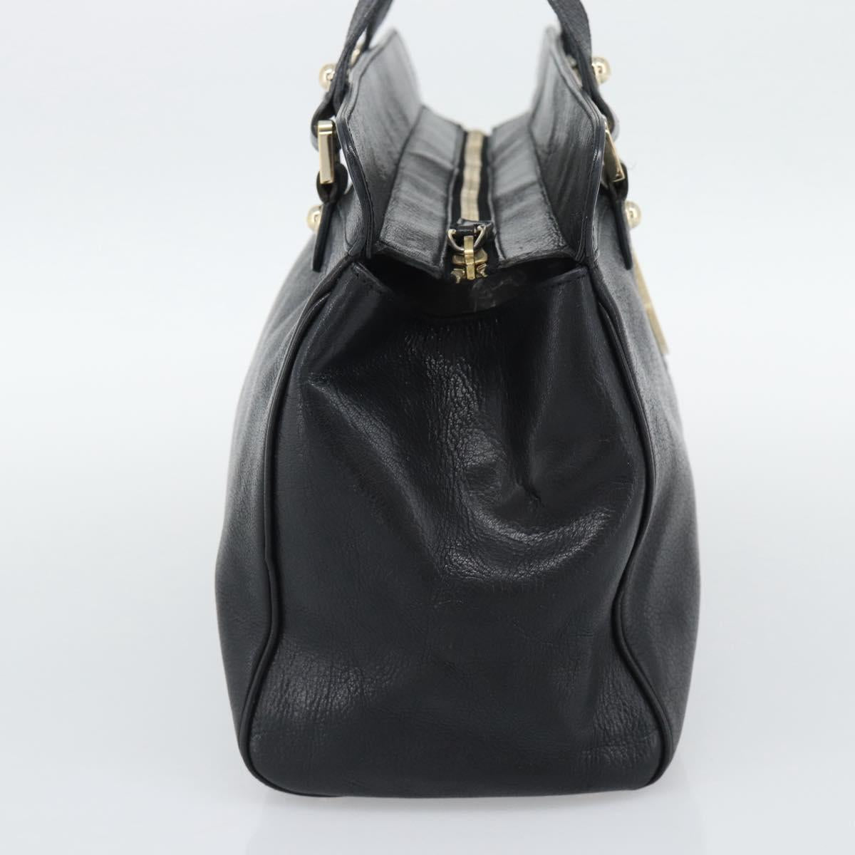GUCCI Interlocking G Hand Bag Leather Black Gold Tone 131445 Auth 192909 - Jerrillo image 4