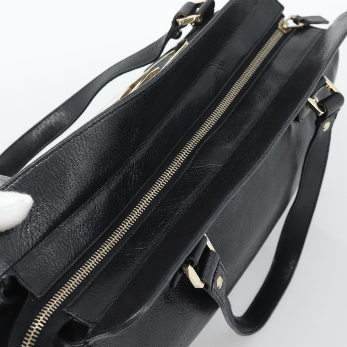 GUCCI Interlocking G Hand Bag Leather Black Gold Tone 131445 Auth 192909 - Jerrillo image 6