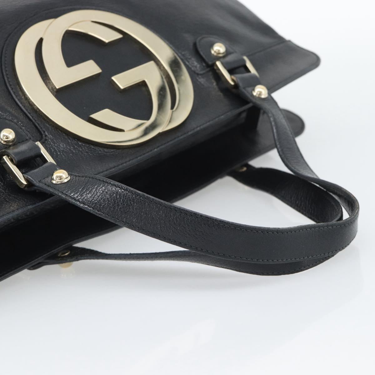 GUCCI Interlocking G Hand Bag Leather Black Gold Tone 131445 Auth 192909 - Jerrillo image 7