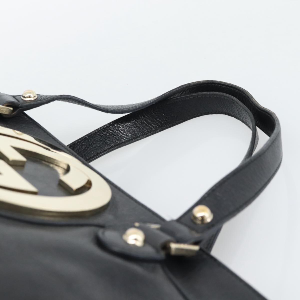 GUCCI Interlocking G Hand Bag Leather Black Gold Tone 131445 Auth 192909 - Jerrillo image 8