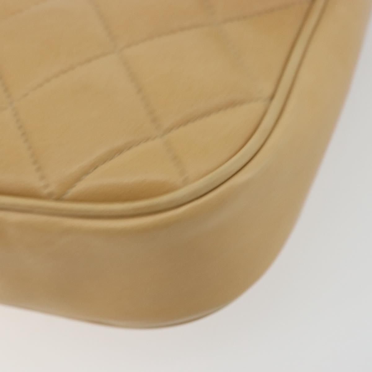 CHANEL Matelasse Chain Shoulder Bag Lamb Skin Beige Gold CC Auth 193017 - Jerrillo image 10