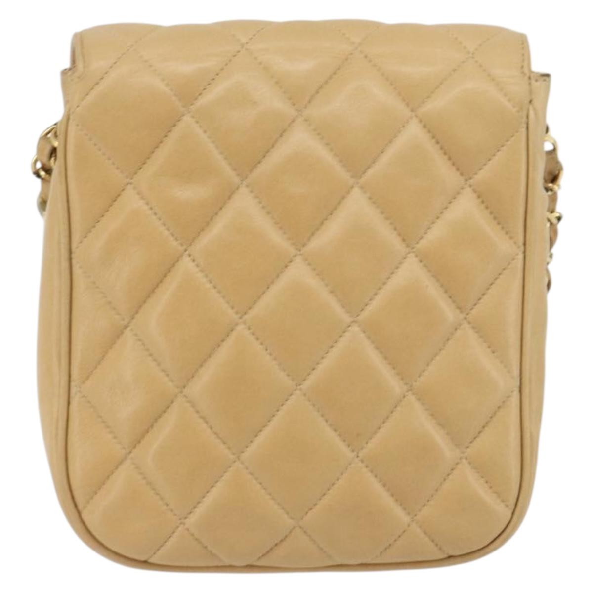 CHANEL Matelasse Chain Shoulder Bag Lamb Skin Beige Gold CC Auth 193017 - Jerrillo image 3