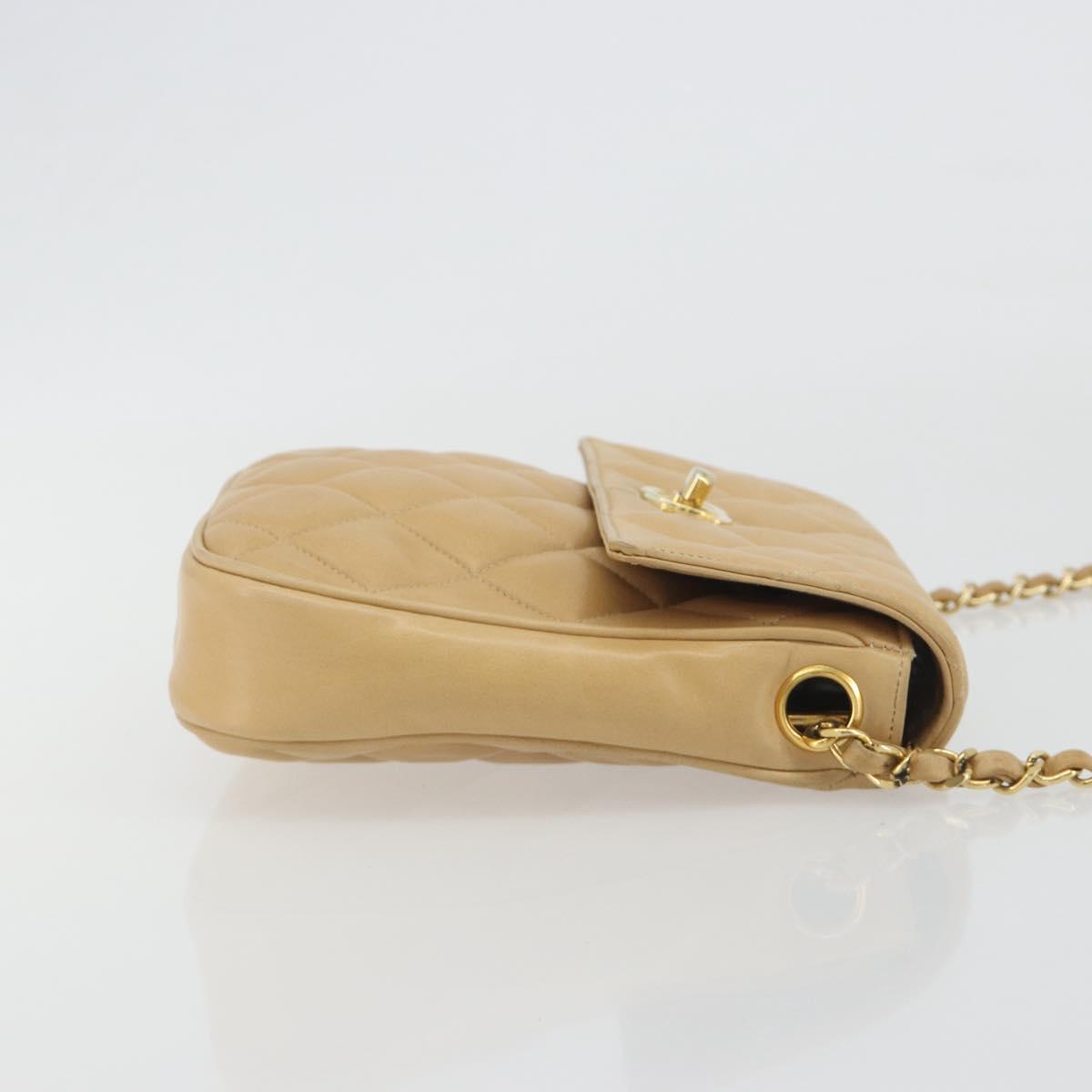 CHANEL Matelasse Chain Shoulder Bag Lamb Skin Beige Gold CC Auth 193017 - Jerrillo image 4