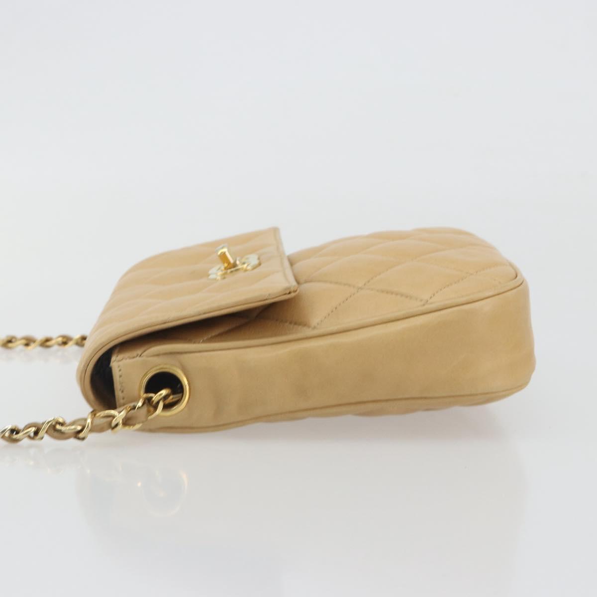 CHANEL Matelasse Chain Shoulder Bag Lamb Skin Beige Gold CC Auth 193017 - Jerrillo image 5