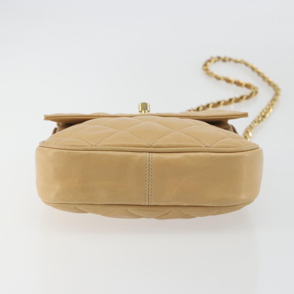 CHANEL Matelasse Chain Shoulder Bag Lamb Skin Beige Gold CC Auth 193017 - Jerrillo image 9