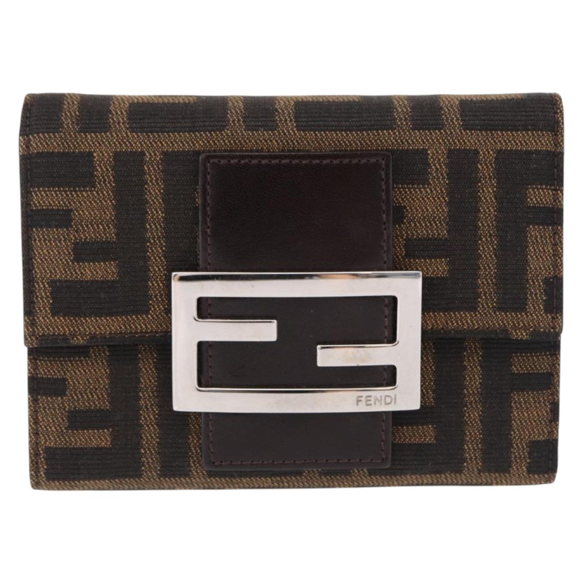 FENDI Zucca Canvas Mamma Baguette Wallet Black Brown Auth 193019V - Jerrillo image 2