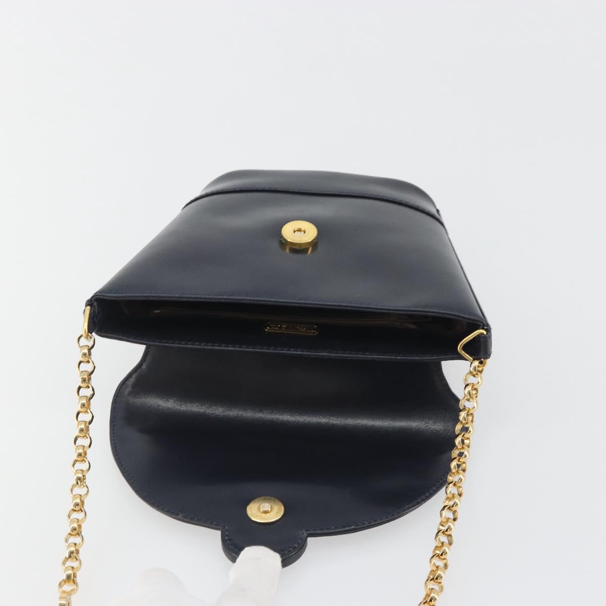 TIFFANY&Co. Chain Shoulder Bag Leather Navy Gold Auth 193026A - Jerrillo image 10