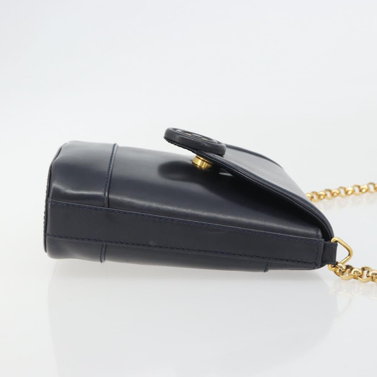 TIFFANY&Co. Chain Shoulder Bag Leather Navy Gold Auth 193026A - Jerrillo image 3