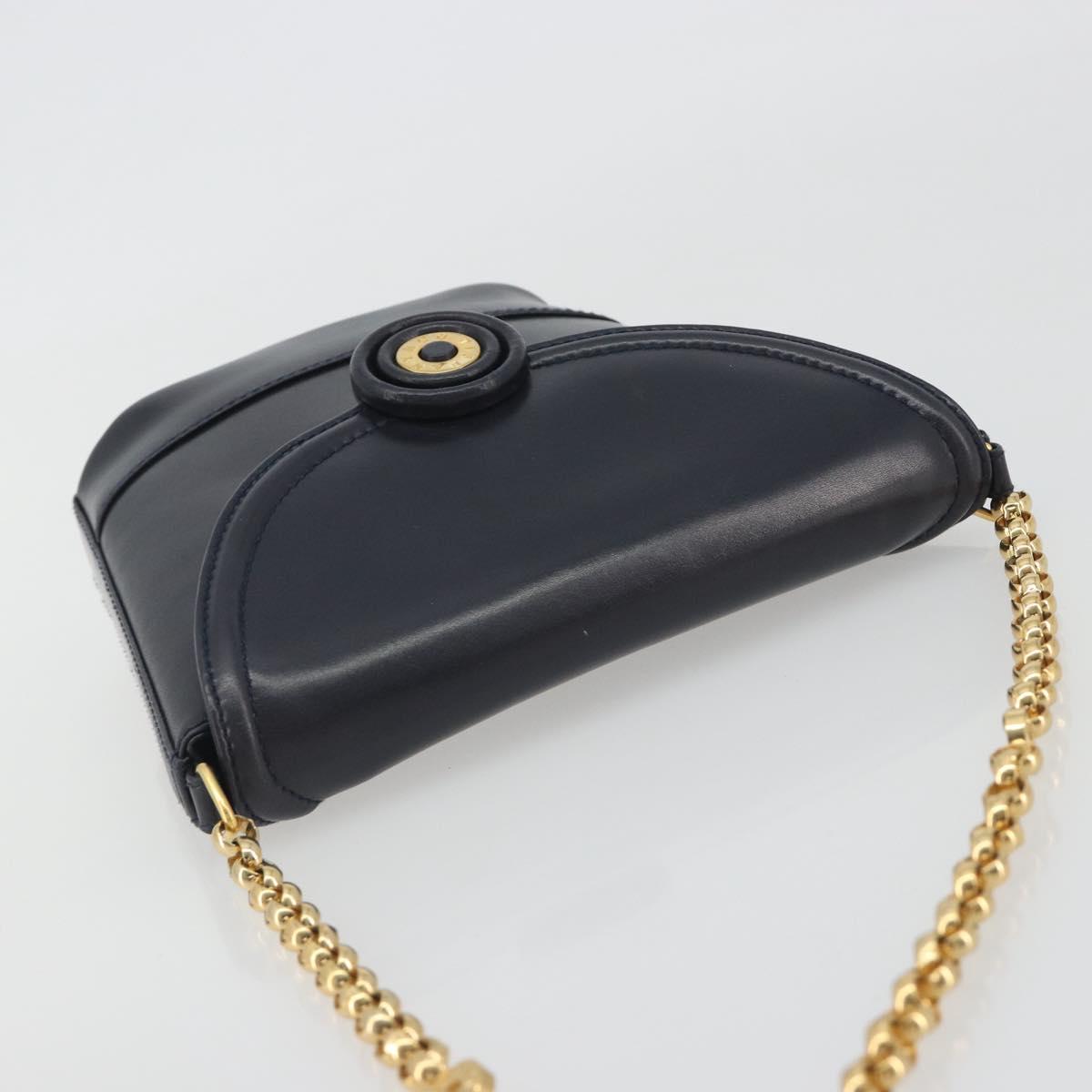 TIFFANY&Co. Chain Shoulder Bag Leather Navy Gold Auth 193026A - Jerrillo image 6
