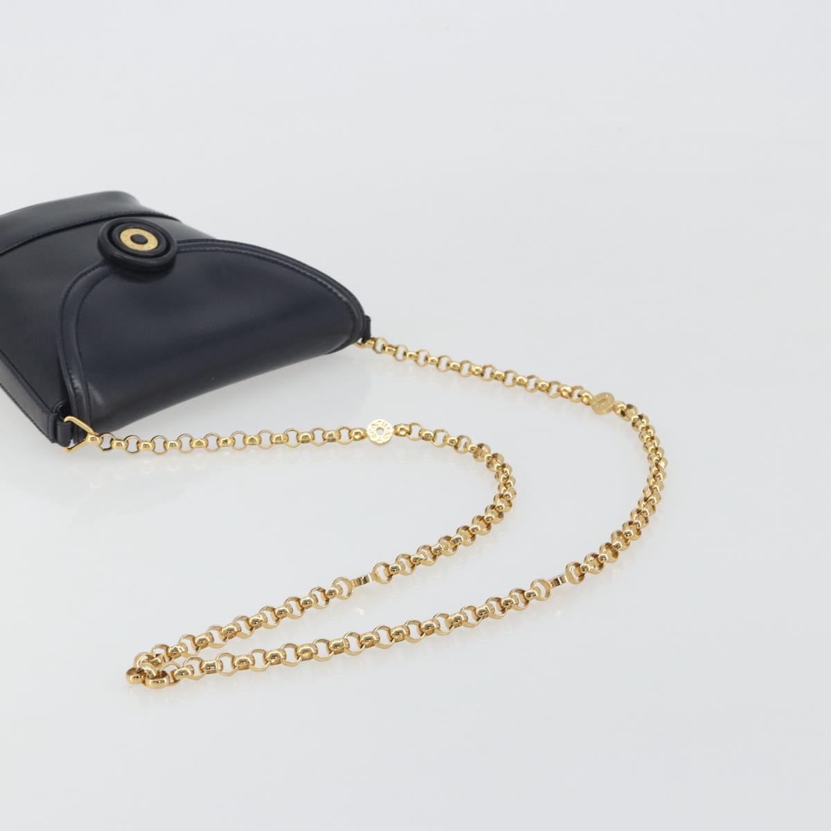 TIFFANY&Co. Chain Shoulder Bag Leather Navy Gold Auth 193026A - Jerrillo image 7
