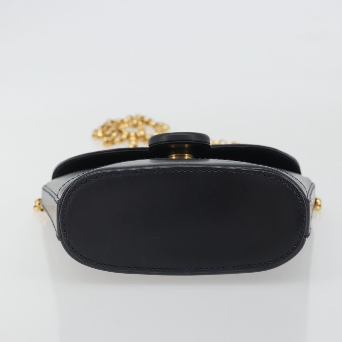 TIFFANY&Co. Chain Shoulder Bag Leather Navy Gold Auth 193026A - Jerrillo image 5