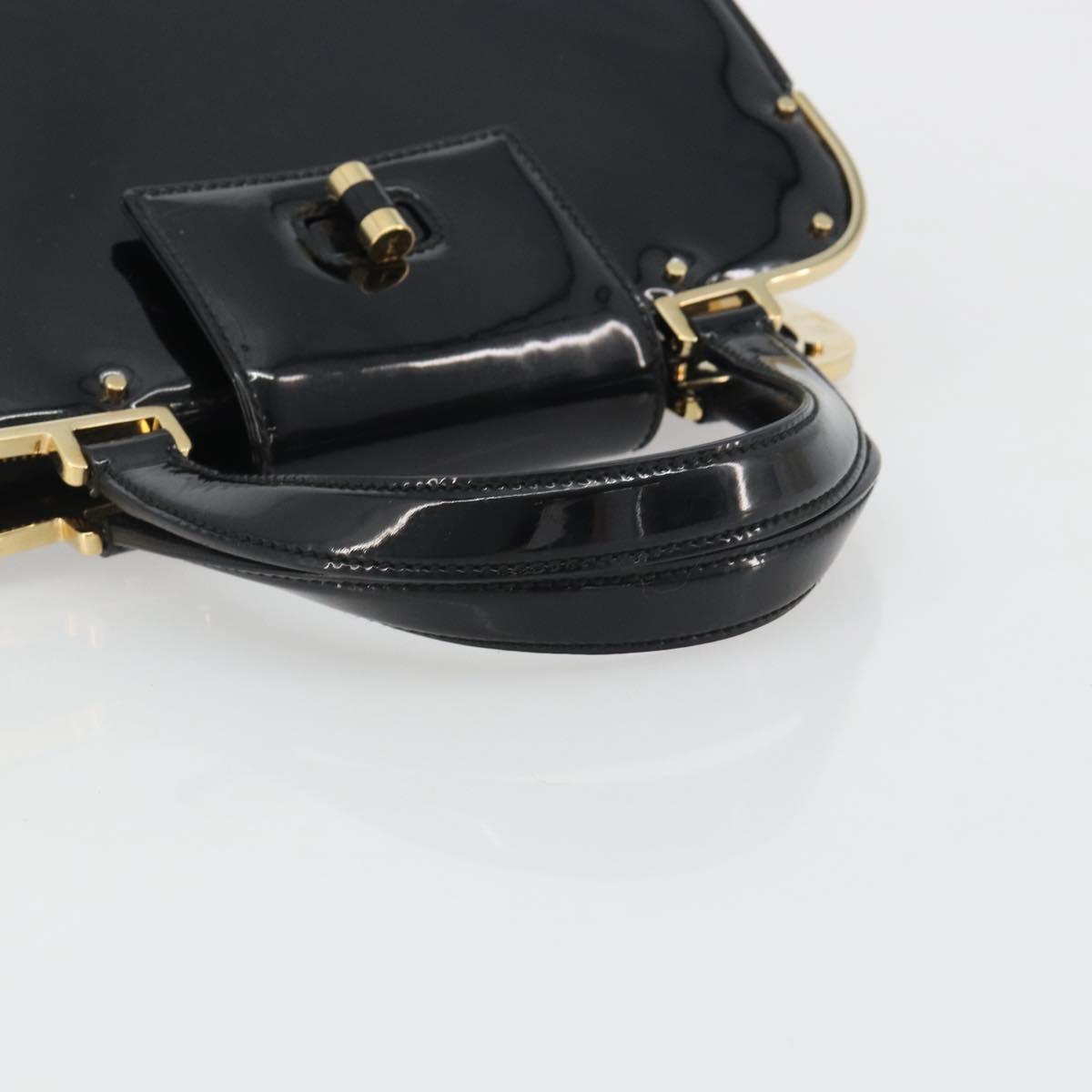 SAINT LAURENT Hand Bag Patent Leather Black Gold Auth 193027A - Jerrillo image 7