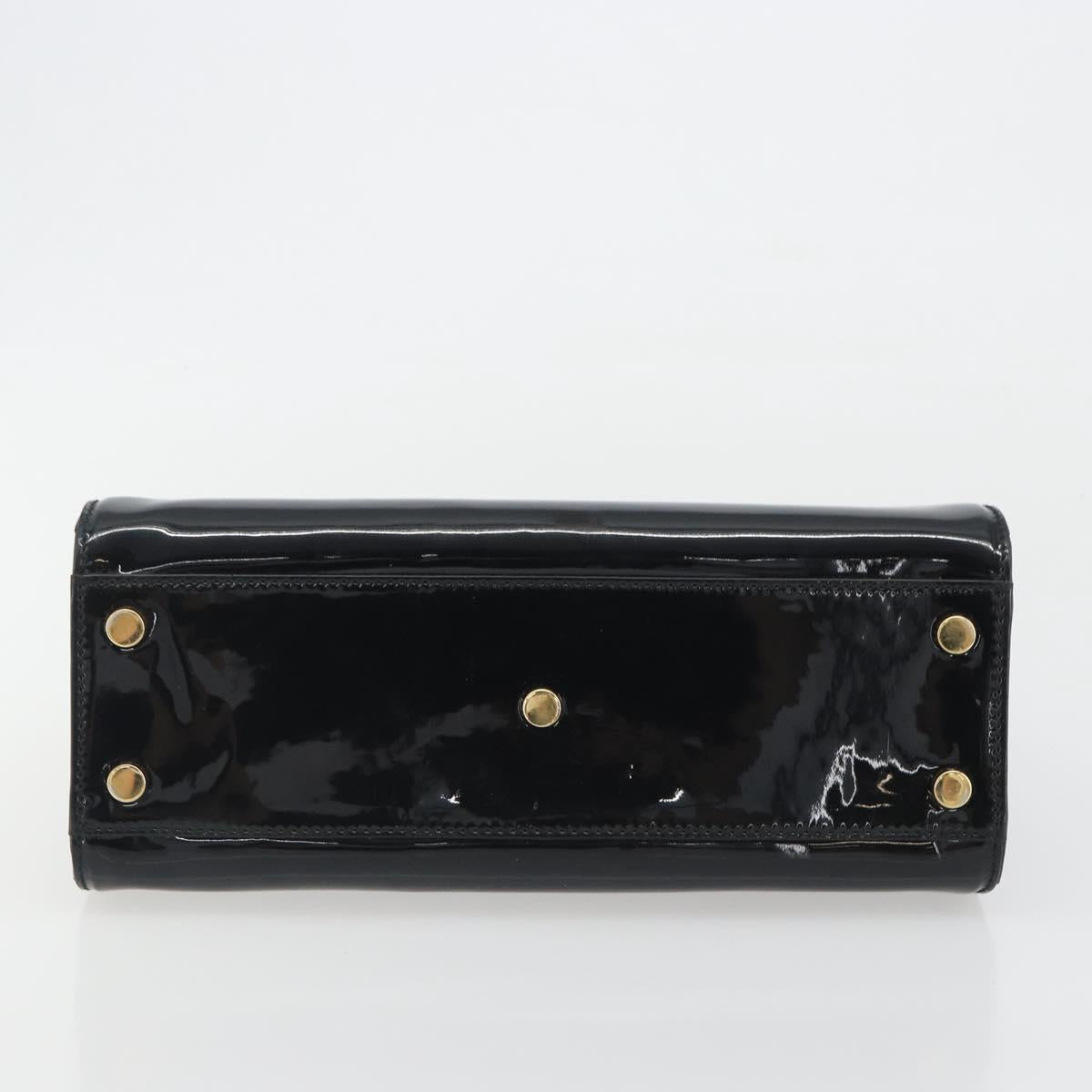 SAINT LAURENT Hand Bag Patent Leather Black Gold Auth 193027A - Jerrillo image 5