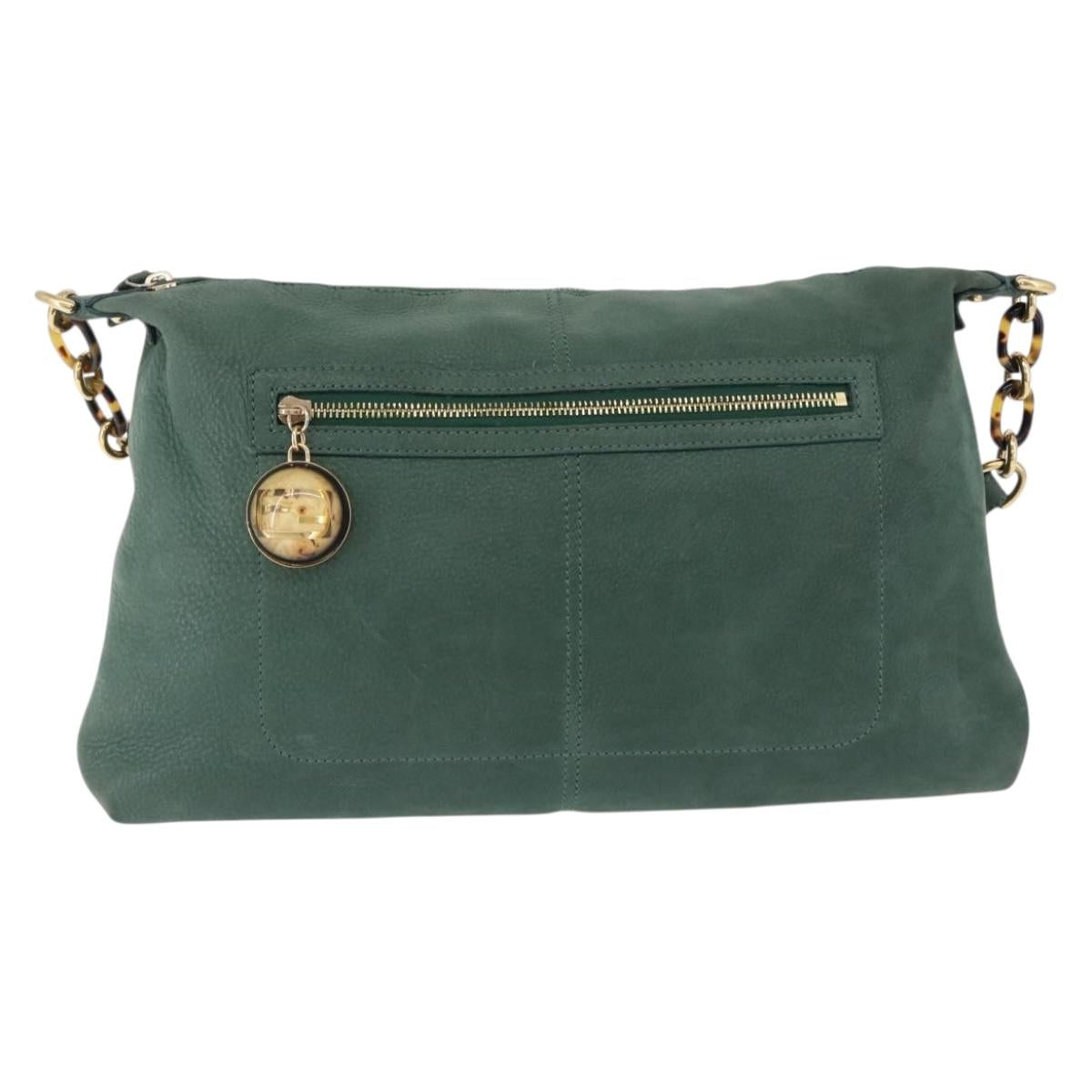 FENDI Shoulder Bag Leather Green Gold Auth 193051V - Jerrillo image 2
