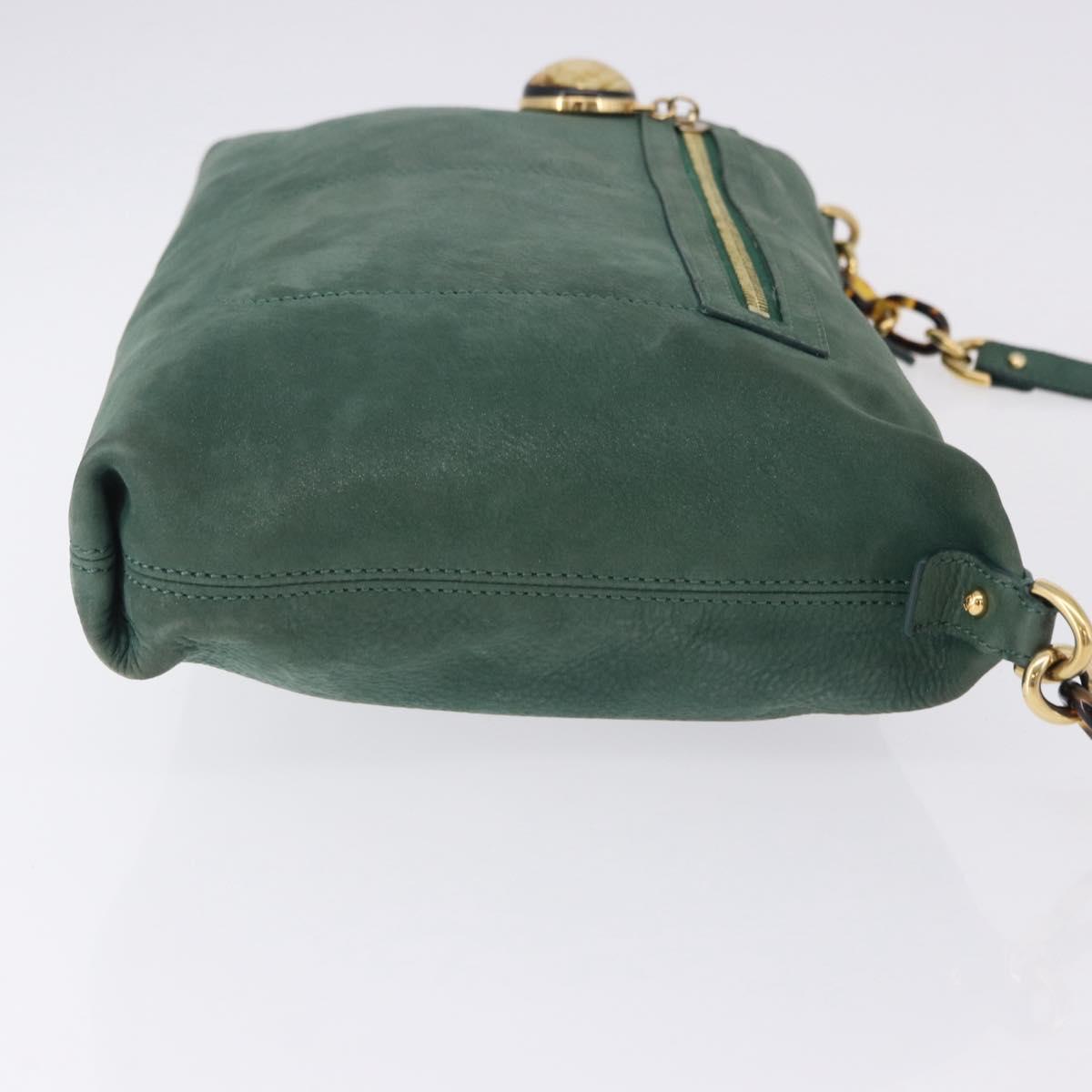 FENDI Shoulder Bag Leather Green Gold Auth 193051V - Jerrillo image 4