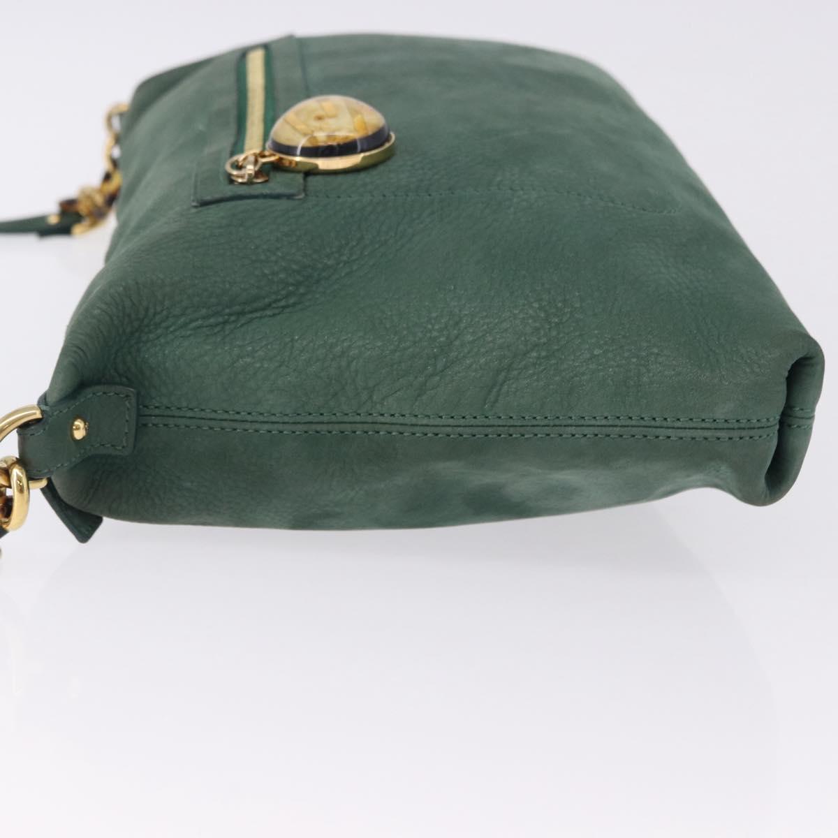 FENDI Shoulder Bag Leather Green Gold Auth 193051V - Jerrillo image 5