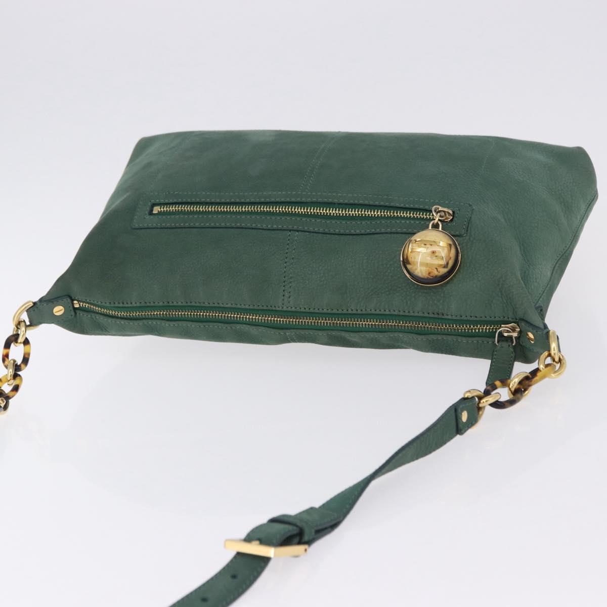 FENDI Shoulder Bag Leather Green Gold Auth 193051V - Jerrillo image 6