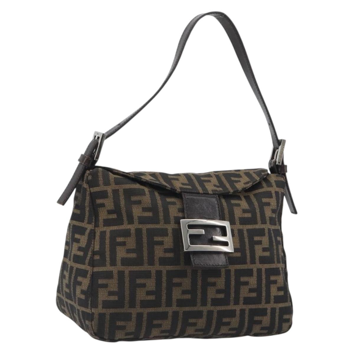 FENDI Zucca Canvas Mamma Baguette Shoulder Bag Brown Black Auth 193052V - Jerrillo