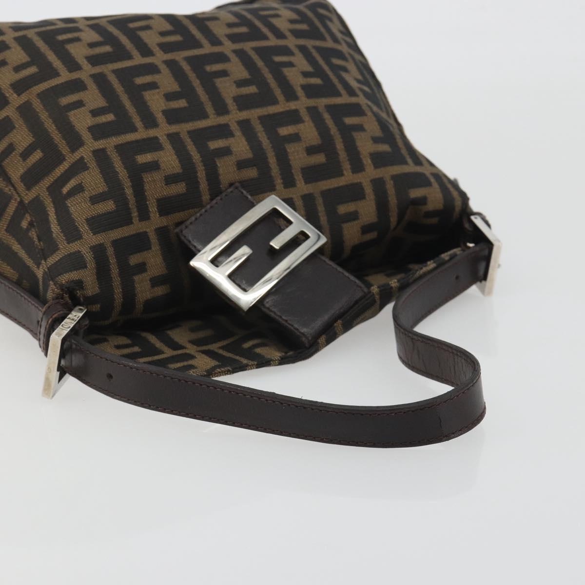 FENDI Zucca Canvas Mamma Baguette Shoulder Bag Brown Black Auth 193052V - Jerrillo image 7