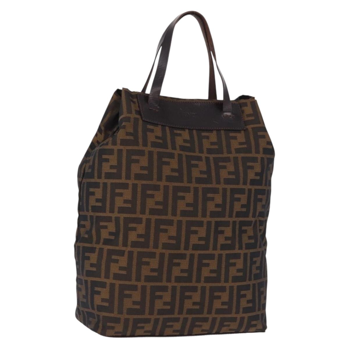 FENDI Zucca Canvas Hand Bag Black Brown Auth 193091 - Jerrillo