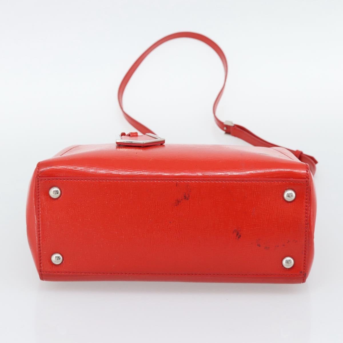 FENDI 2 JOURS Hand Bag Leather 2way Red Silver Auth 193109 - Jerrillo image 5