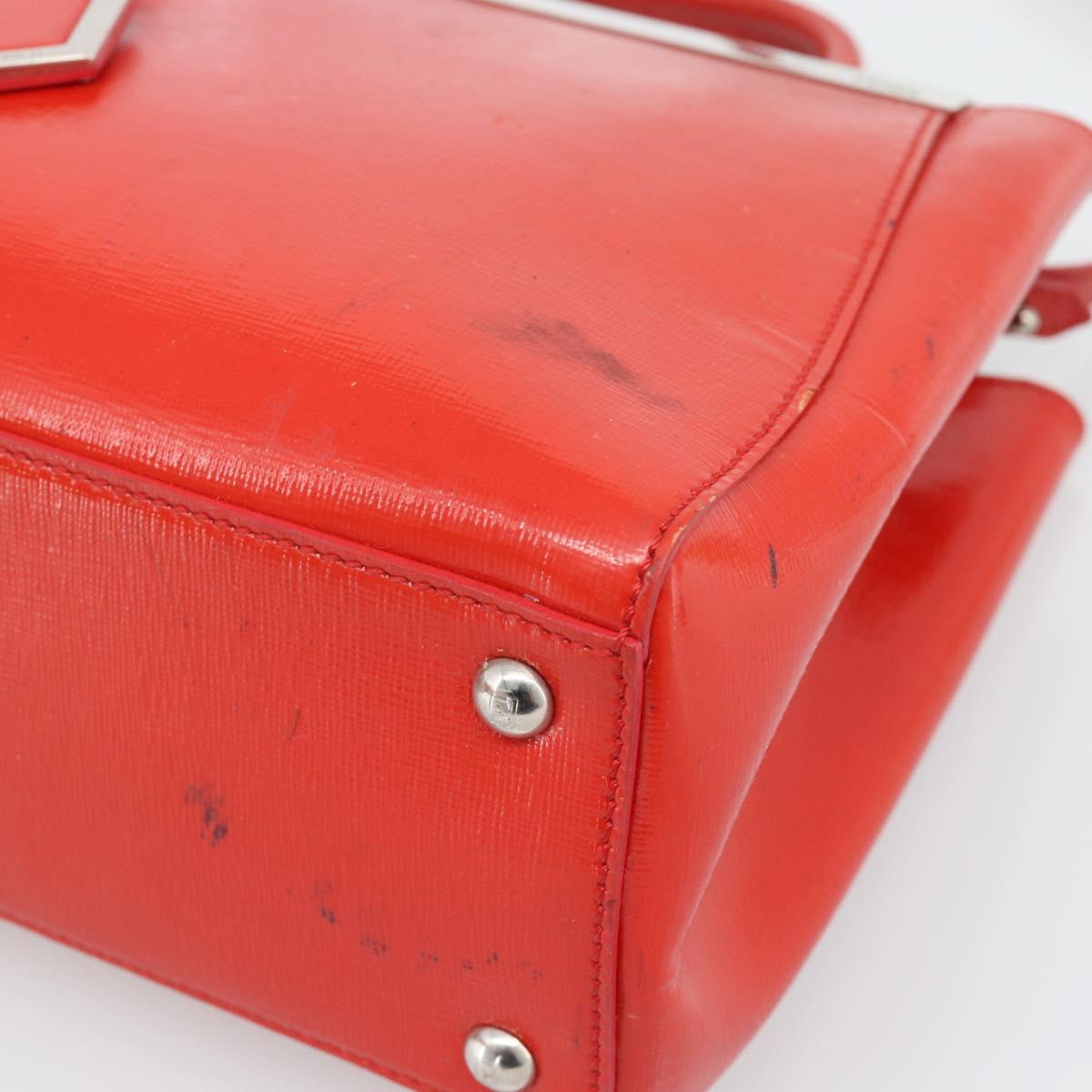 FENDI 2 JOURS Hand Bag Leather 2way Red Silver Auth 193109 - Jerrillo image 10