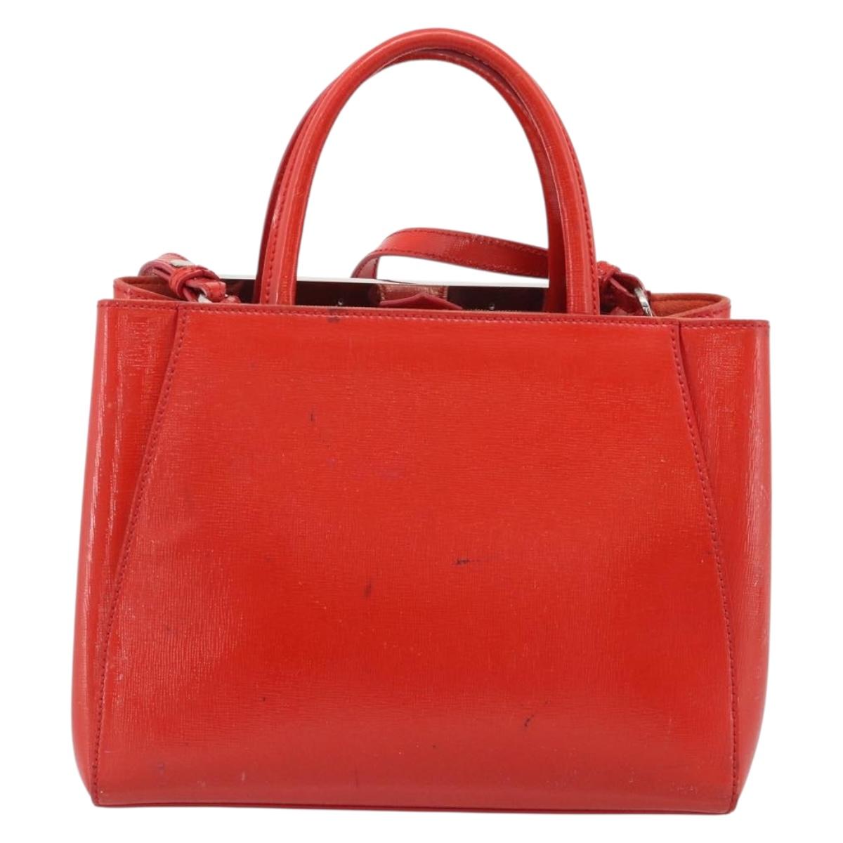 FENDI 2 JOURS Hand Bag Leather 2way Red Silver Auth 193109 - Jerrillo image 2