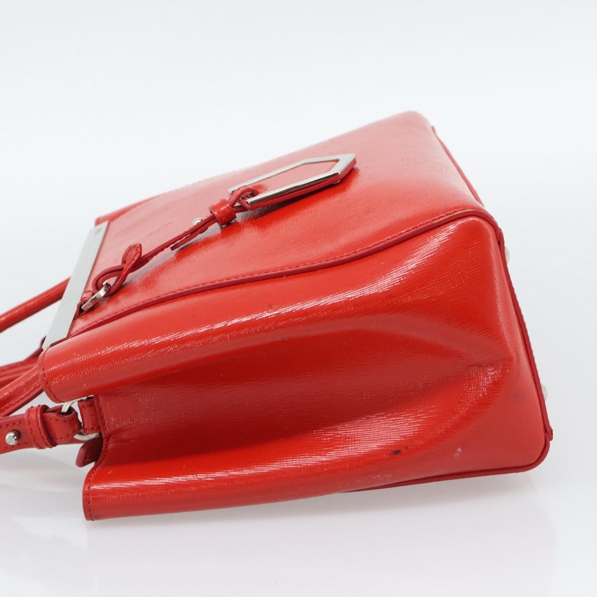 FENDI 2 JOURS Hand Bag Leather 2way Red Silver Auth 193109 - Jerrillo image 3
