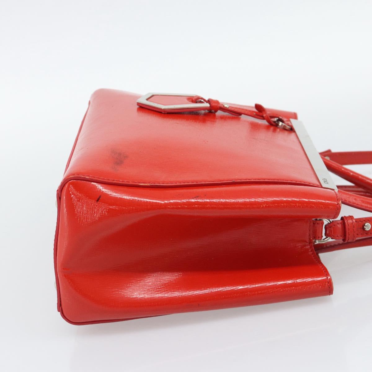 FENDI 2 JOURS Hand Bag Leather 2way Red Silver Auth 193109 - Jerrillo image 4