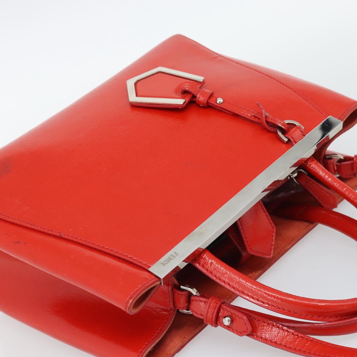 FENDI 2 JOURS Hand Bag Leather 2way Red Silver Auth 193109 - Jerrillo image 6