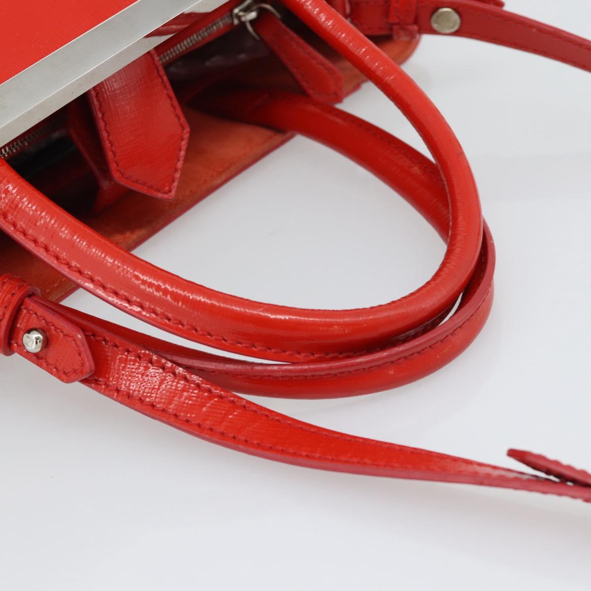 FENDI 2 JOURS Hand Bag Leather 2way Red Silver Auth 193109 - Jerrillo image 7