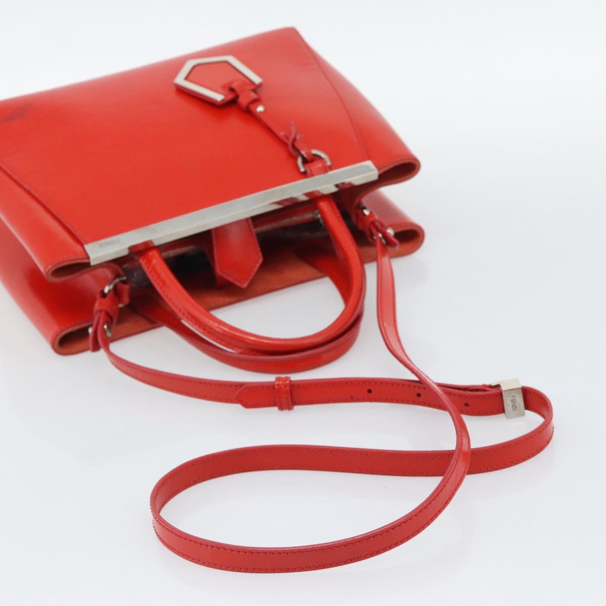 FENDI 2 JOURS Hand Bag Leather 2way Red Silver Auth 193109 - Jerrillo image 9